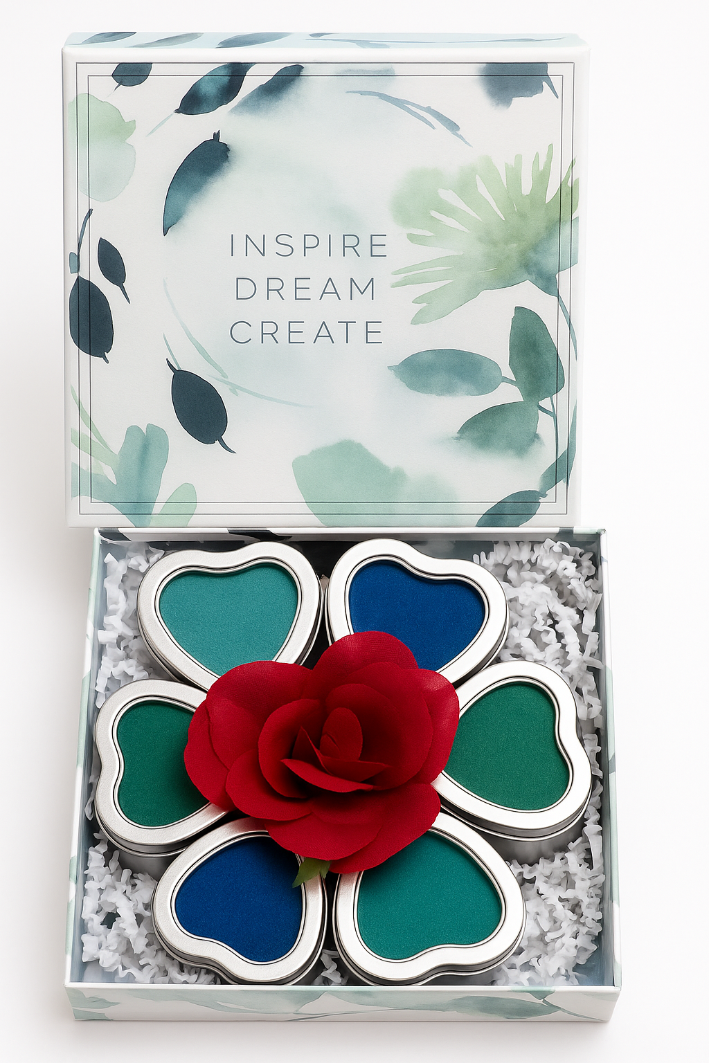 “Inspire • Dream • Create”- 18 Heart Tin Set