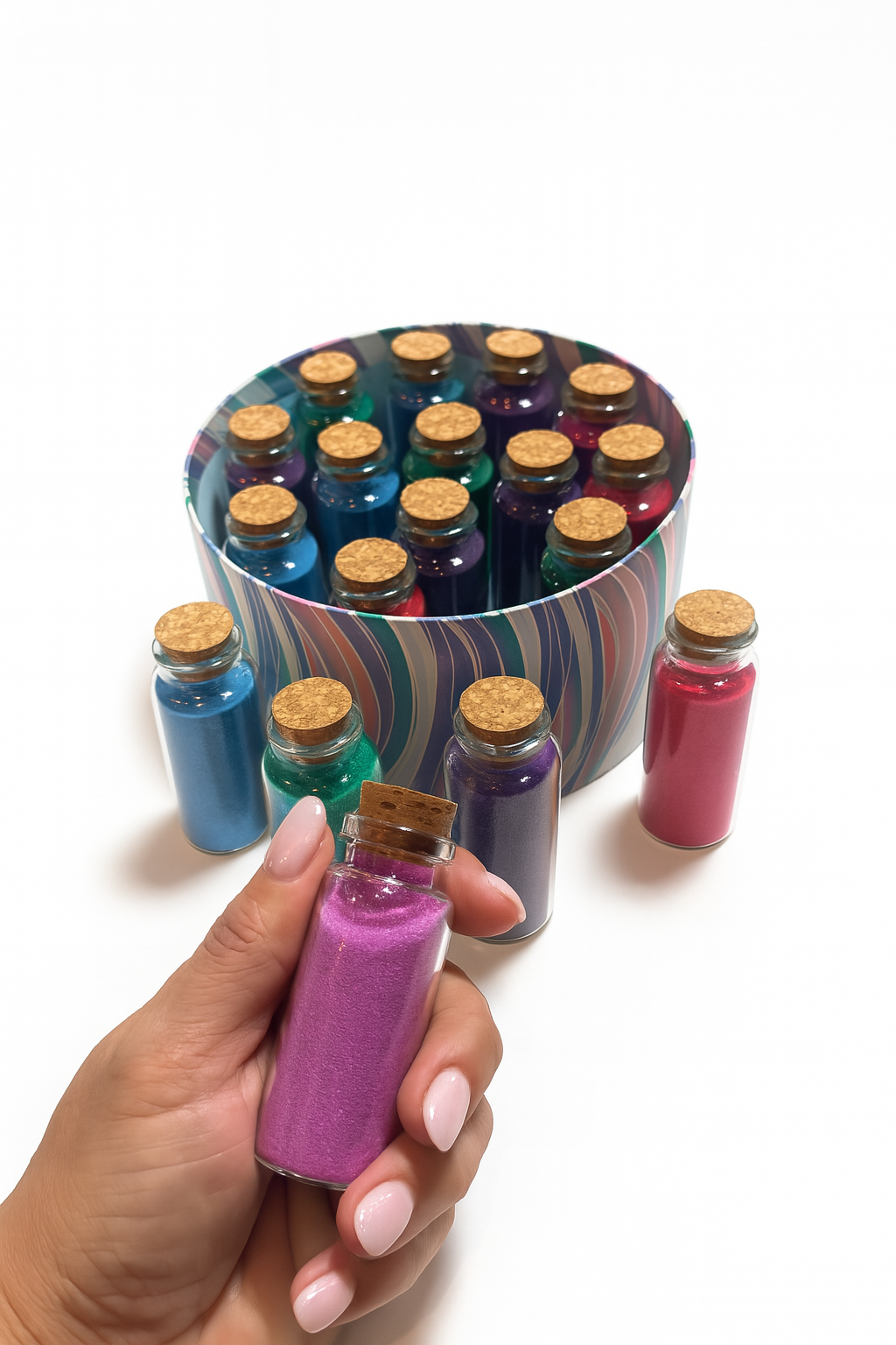 Round Keepsake Box - 16 Small Jars