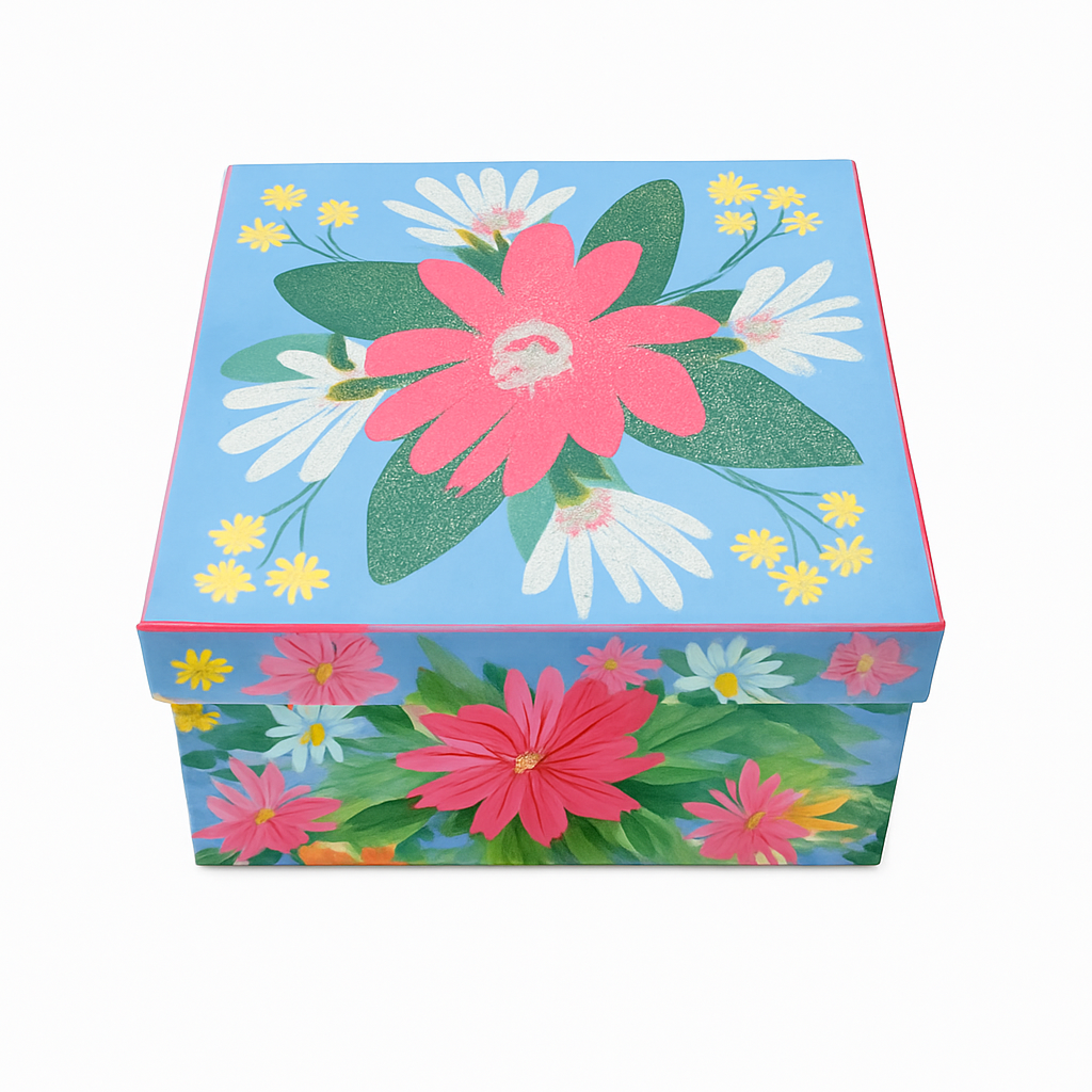 Floral Keepsake Box - 12 Square Tins